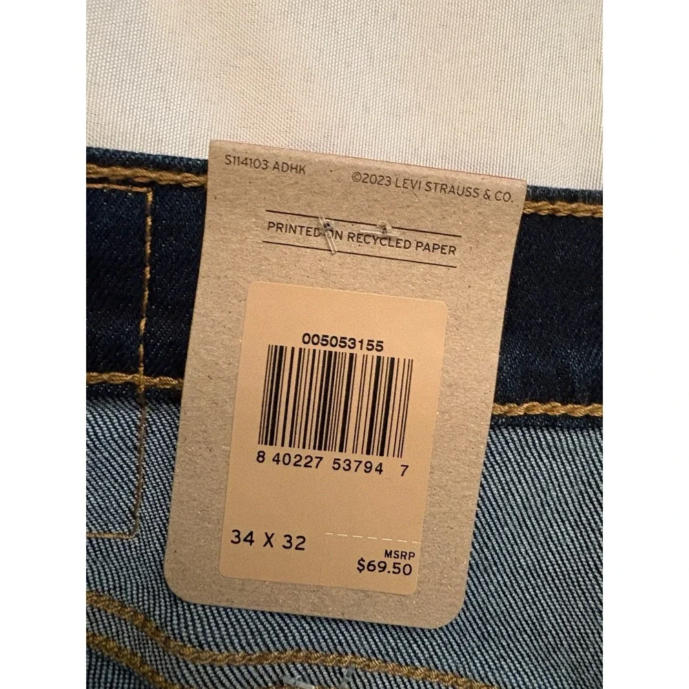 NEW Levi's 505 Jeans Mens 34 X 32 Blue Denim Cotton Stretch Regular Fit Straight